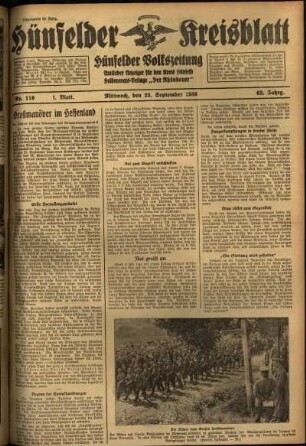 Erste Ausgabe vom Mittwoch, den 23. September 1936.