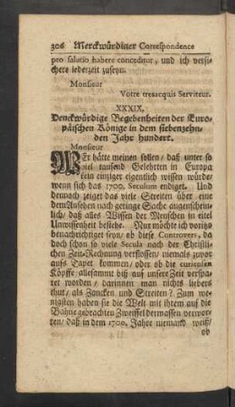 XXXIX. Denckwürdige Begebenheiten der Europäischen Könige in dem sibenzehnden Jahr hundert.