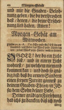 Morgen-Gebät am Mittwochen