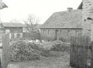 Bauernhof in Sprey : Bauwesen - Wirtschaftsgebäude und Gehöfte. Ort: Sprjowje / Sprey. Gut, Haus Nr. 10. Hühnerstall und Schuppen, Wohnhaus (hinter dem Tor ein Imkerhaus)