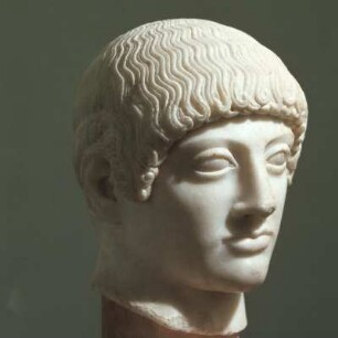 Athen, Akropolis-Museum. Kopf des sog. blonden Epheben, kurz vor 480 v. Chr.