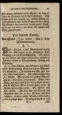 Das siebente Kapitel, betreffend 1746. vom 1. bis zum 5. des Weinmonats
