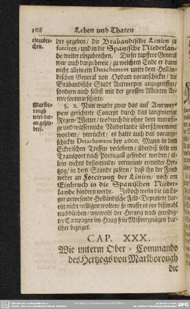 Cap. XXX. Wie unterm Ober-Commando des Hertzogs von Marlborough die zum Stifft Lüttich gehörige Vestung Huy Mens. Aug. 1703. erobert worden