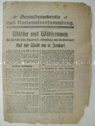 Wahlflugblatt der SPD zur Wahl der Nationalversammlung