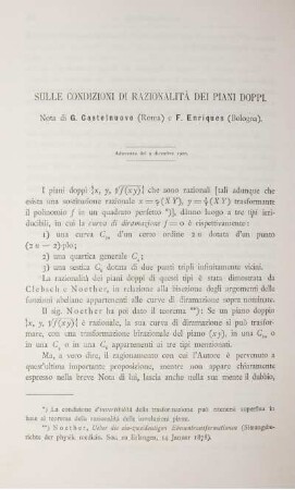 Sulle condizioni di raziobakutà dei piani doppi.