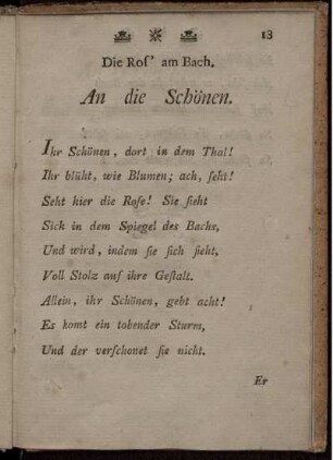 An die Schönen.