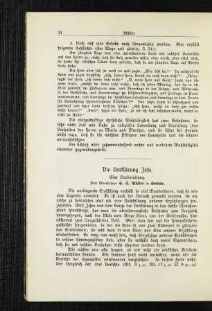 ¬Die¬ Verklärung Jesu : eine Vorbereitung