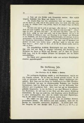 ¬Die¬ Verklärung Jesu : eine Vorbereitung