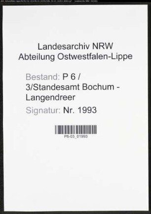 Heiratsregister Standesamt Bochum VII-Langendreer