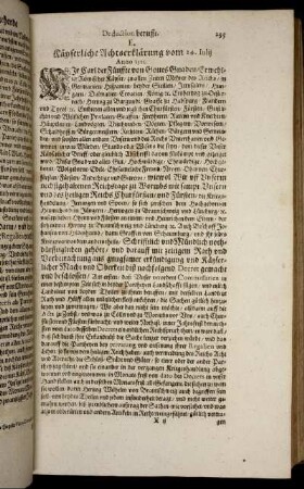 E. Käyserliche Achtserklärung vom 24. Julij Anno 1521.