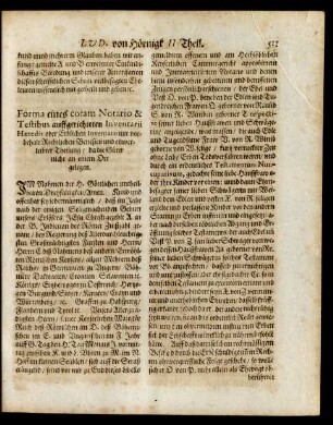 Forma eines coram Notario & Testibus auffgerichteten Iventarii Haeredis [...]
