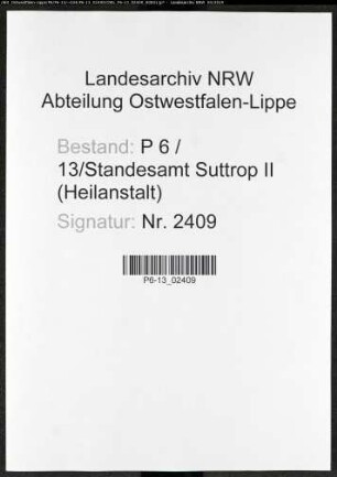 Sterberegister Standesamt Suttrop II