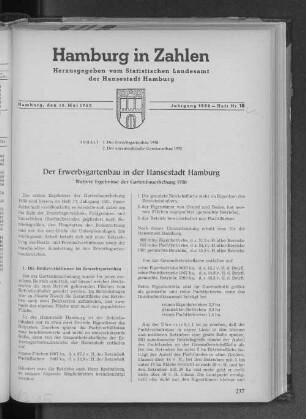 Der Erwerbsgartenbau in der Hansestadt Hamburg : Weitere Ergebnisse der Gartenbauerhebung 1950