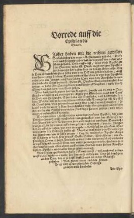 Vorrede auff die Epistel an die Ebreer.