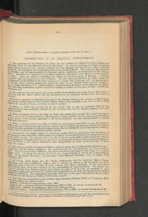 3. Information as to Colonial Appointments