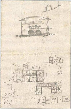 Hildebrand, Adolf von; Italien ; Landhäuser - Grundrisse, Ansicht, Detail
