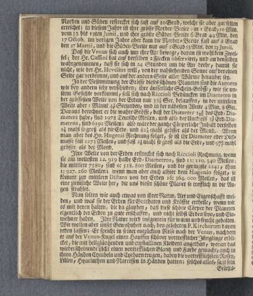 [Die Beschreibung der beyden nächsten Planeten um die Sonne, nemlich der Venus und des Mercurii, nach ihren Nahmen, veränderlicher Gestalt, und wie sie sich dieses Jahr werden sehen lassen, it. von ihrer Art und Eigenschafft.]