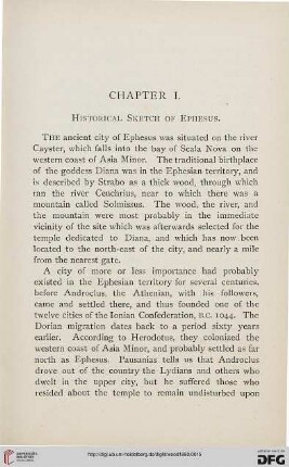 Chapter I: Historical, Sketch of Ephesus