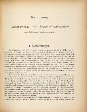 Bestimmung der Constanten der Sonnenrefraction aus Heliometerbeobachtungen