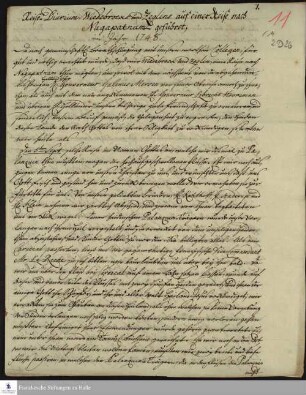 Reisetagebuch von Johann Christian Wiedebrock und Daniel Zeglin.