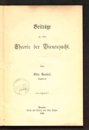 Beiträge zu einer Theorie der Bienenzucht