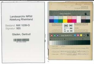 Entnazifizierung Gertrud Gladen , geb. 08.01.1905 (Krankenschwester)
