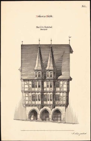 Rathaus, Alsfeld: Aufriss Vorderansicht (Marktseite) 1:50