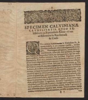 3-8, Specimen Calvinianae...