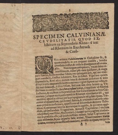3-8, Specimen Calvinianae...