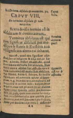 Caput VIII. De termino absoluto & connotativo.
