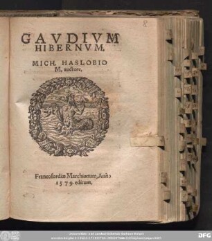 GAVDIVM || HIBERNVM. || MICH. HASLOBIO || M. auctore.