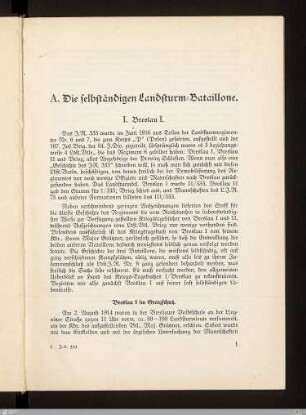 A. Die selbständigen Landsturm-Bataillone