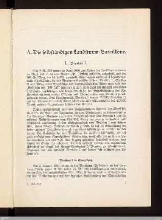 A. Die selbständigen Landsturm-Bataillone