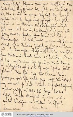 Postkarte vom 08.07.1908