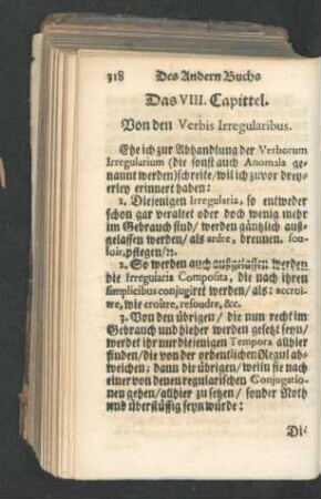 Das VIII. Capittel. Von den Verbis Irregularibus.