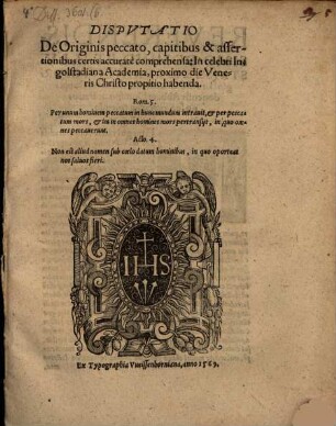 Disputatio de originis peccato