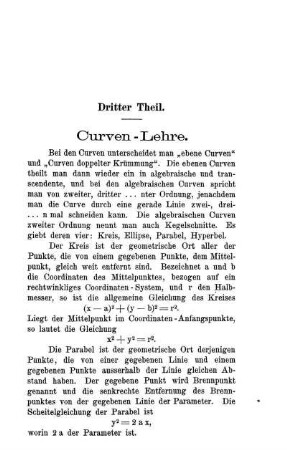Dritter Theil. Curven-Lehre.