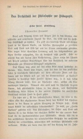 246-254 Das Verhältniß der Philosophie zur Pädagogik