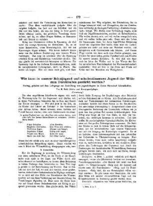 Wie kann in unserer Schuljugend und schulentlassenen Jugend der Wille zum Durchhalten gestärken werden? : (Fortsetzung)