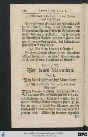 Sectio VII. Von denen Maroniten.