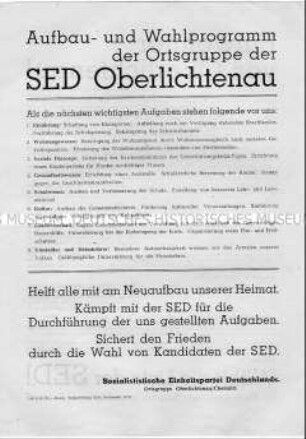 Aufruf der SED-Ortsgruppe Oberlichtenau zu Gemeindewahlen 1946