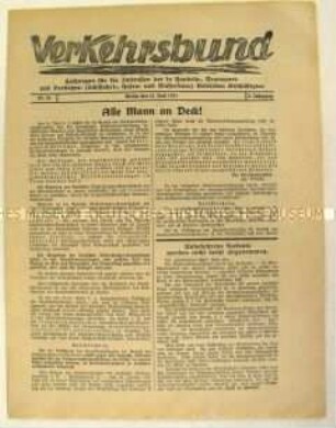 Mitteilungsblatt "Verkehrsbund" u.a. über die Betriebsrätewahlen