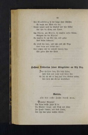 Hussans Dedication seiner Kriegslieder an Aly Bey.