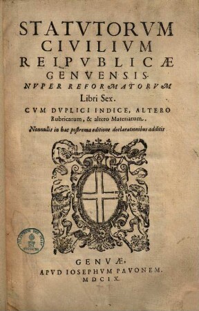 Statutorum civilium reipublicae Genuensis nuper reformatorum libri sex