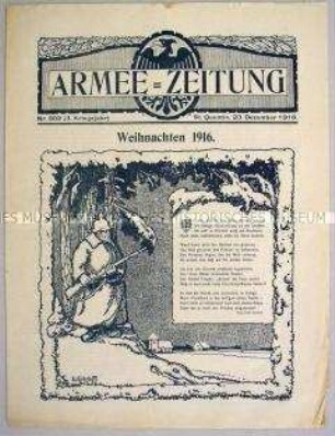 Nachrichtenblatt der 2. Armee "Armee-Zeitung" zur Kriegsweihnacht 1916