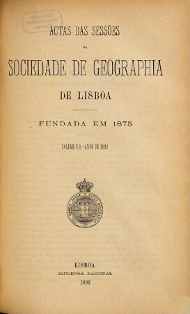 Actas das sessões da Sociedade de Geografia de Lisboa. 12. 1892