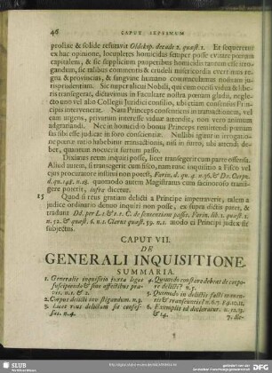Caput VII. De Generali Inquisitione