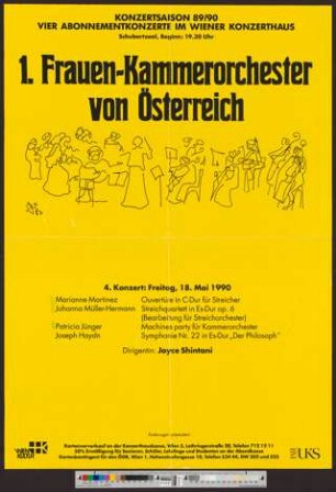 1. Frauen-Kammerorchester von Österreich : Konzertsaison 89/90: Vier Abonnementkonzerte im Wiener Konzerthaus
