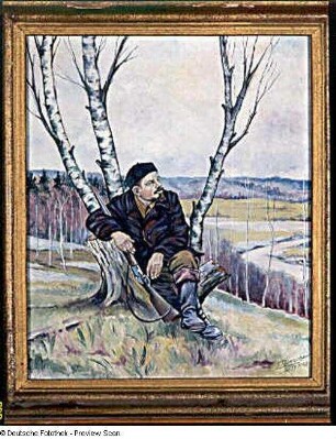Lenin, an einer Birke sitzend