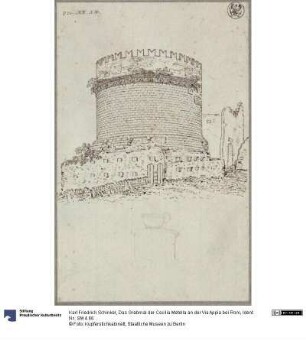 Das Grabmal der Cecilia Metella an der Via Appia bei Rom